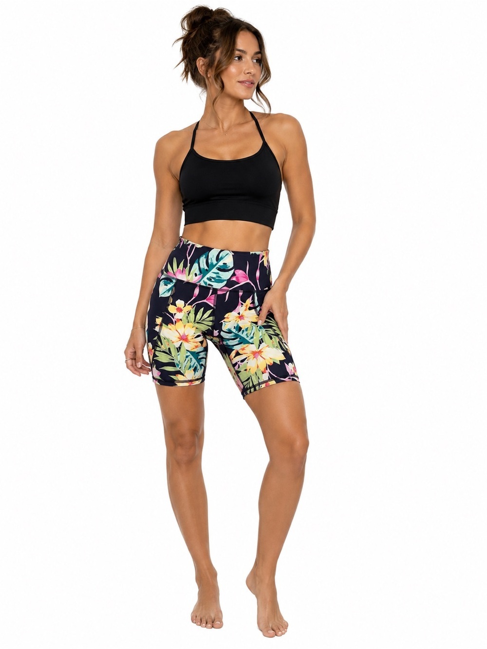 Old Navy Active Powersoft Floral Bike Shorts Women’s Medium 8 Tropical Print
